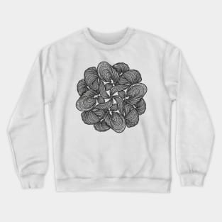 Stringy Mandala - Intricate Black and White Digital Illustration - Vibrant and Eye-catching Design for printing on t-shirts, wall art, pillows, phone cases, mugs, tote bags, notebooks and more Crewneck Sweatshirt